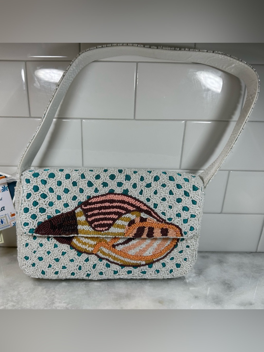 NEW RELEASE Made In India Beaded Conch Shell Shoulder Bag NWT